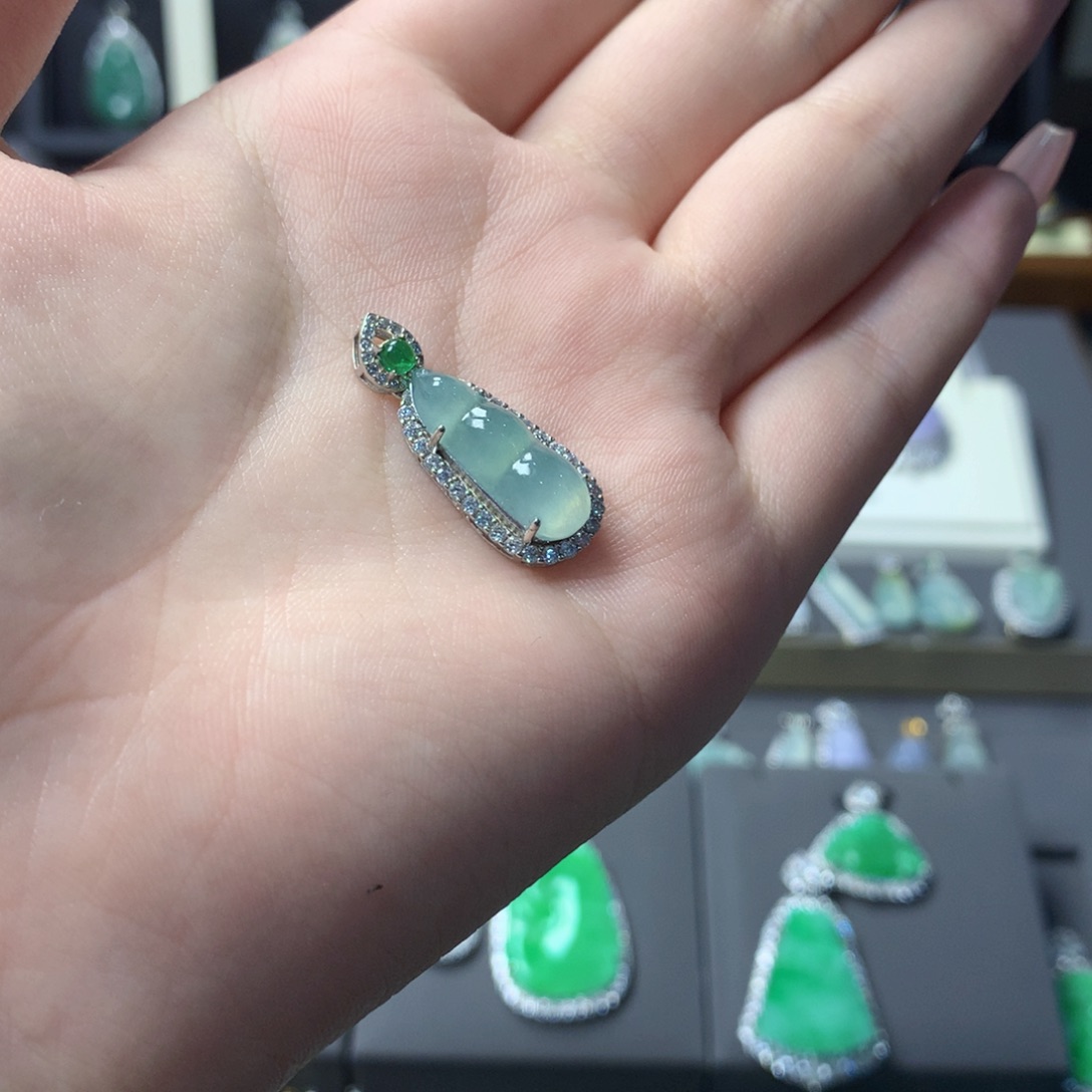 翡翠银S925镶嵌挂件