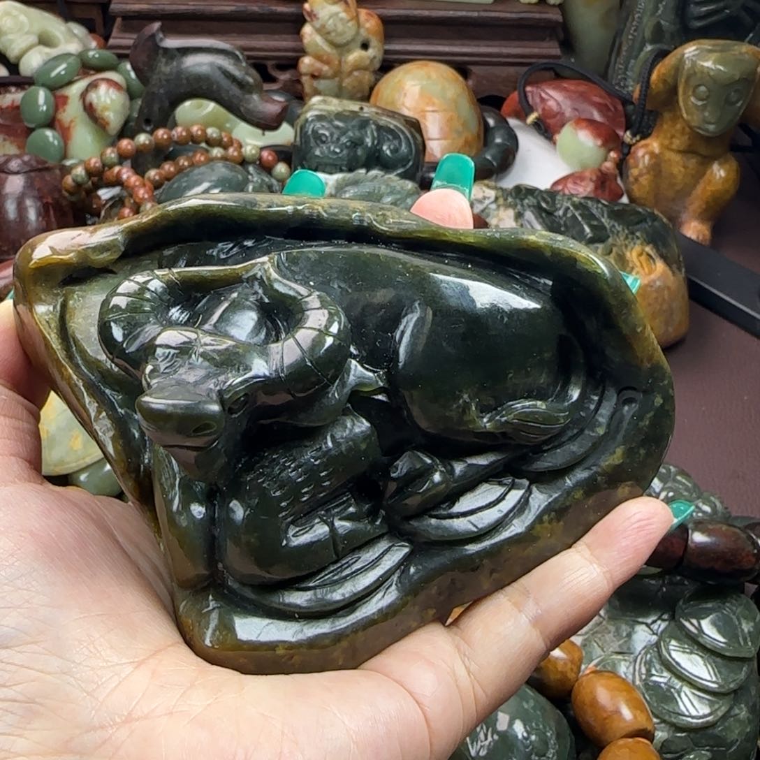 岫岩河磨玉（透闪石质玉）手把未镶嵌