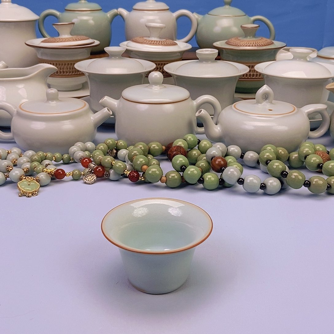 碗天青马蹄杯原矿原釉原产地