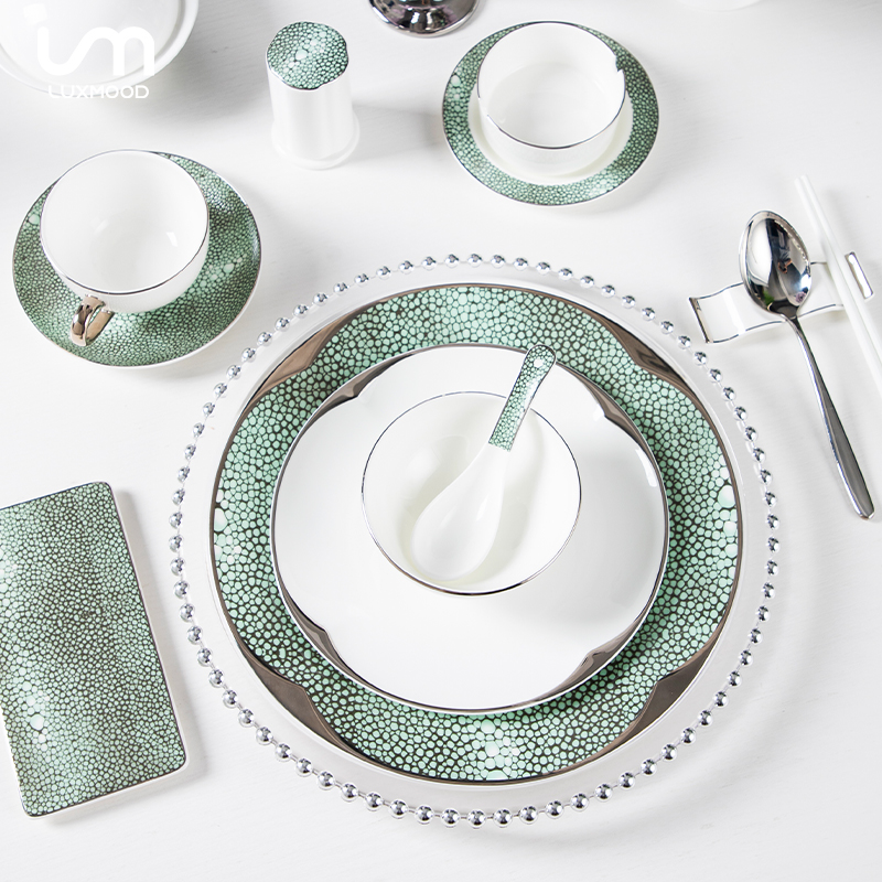 LUXMOOD勒慕轻奢高级绿宝石陶瓷餐盘茶壶咖啡杯陶瓷餐具