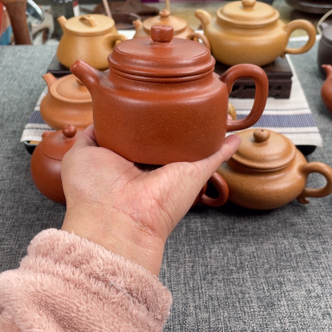 紫砂茶壶红降坡德钟全手40目210