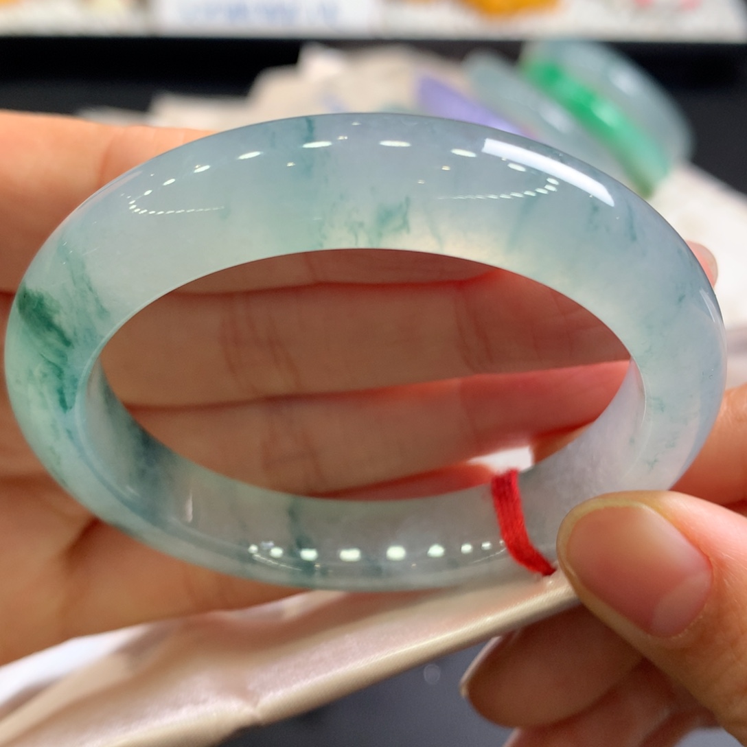 翡翠未镶嵌手镯41号冰飘花