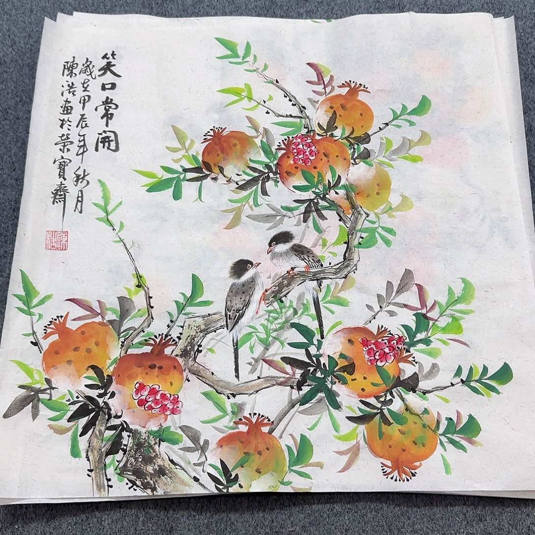国画尺寸50x50纯手绘作品