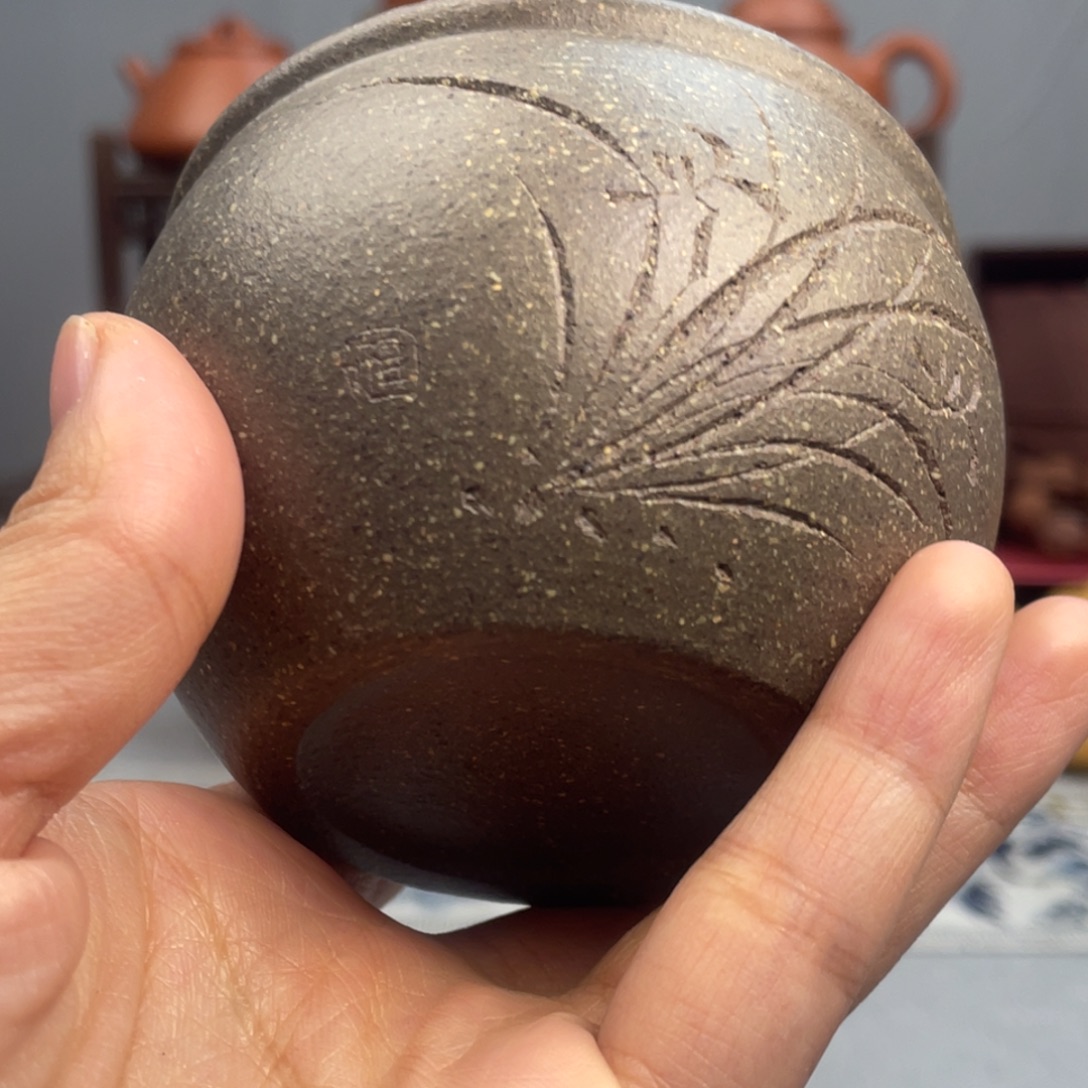 紫砂茶杯天晴兰花杯