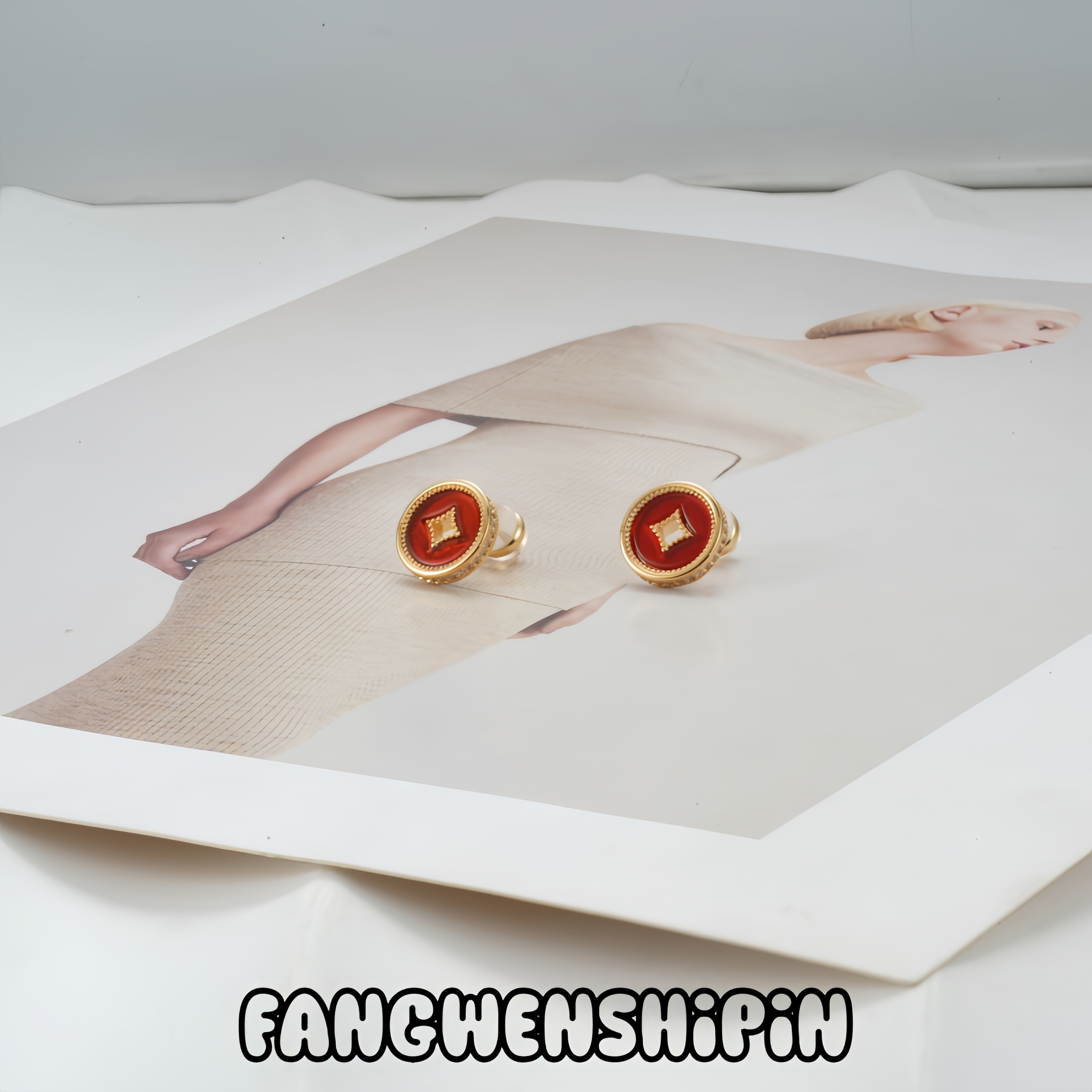 铜合金树脂耳饰 【镀K金】【925银针】耳环5044