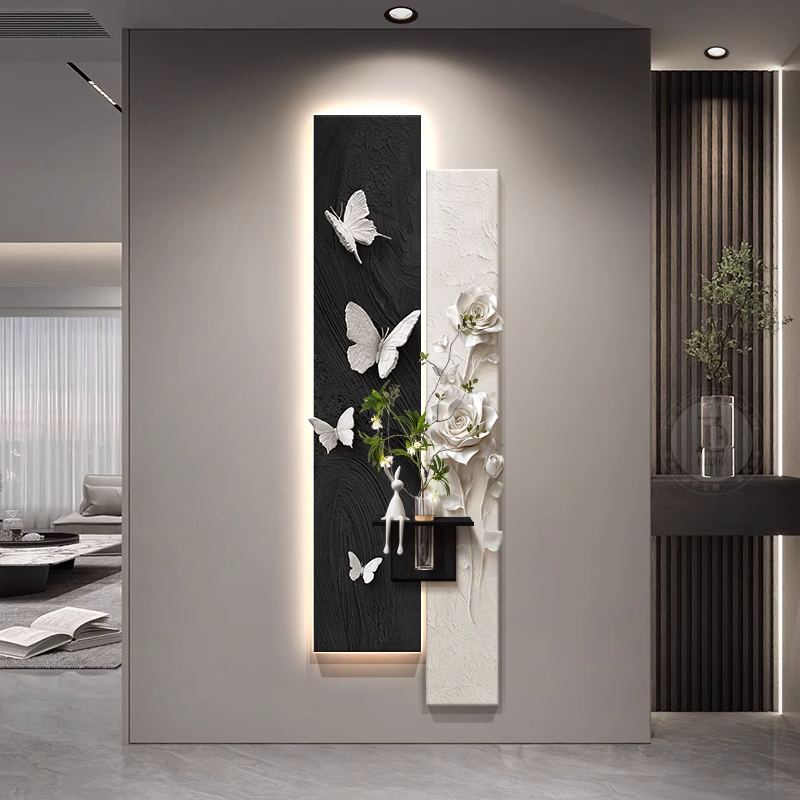 新款水培绿植入户玄关装饰画2025新款立体挂画简约高级感走廊壁灯