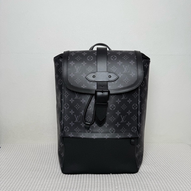 99新 LouisVuitton/路易威登 5909/男士时尚芯片款黑老花双肩包
