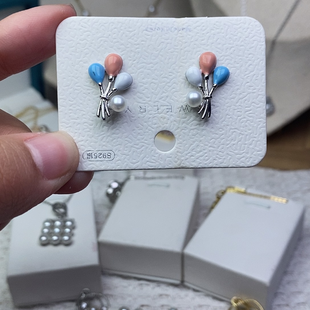 耳饰银S925镶嵌淡水珍珠
