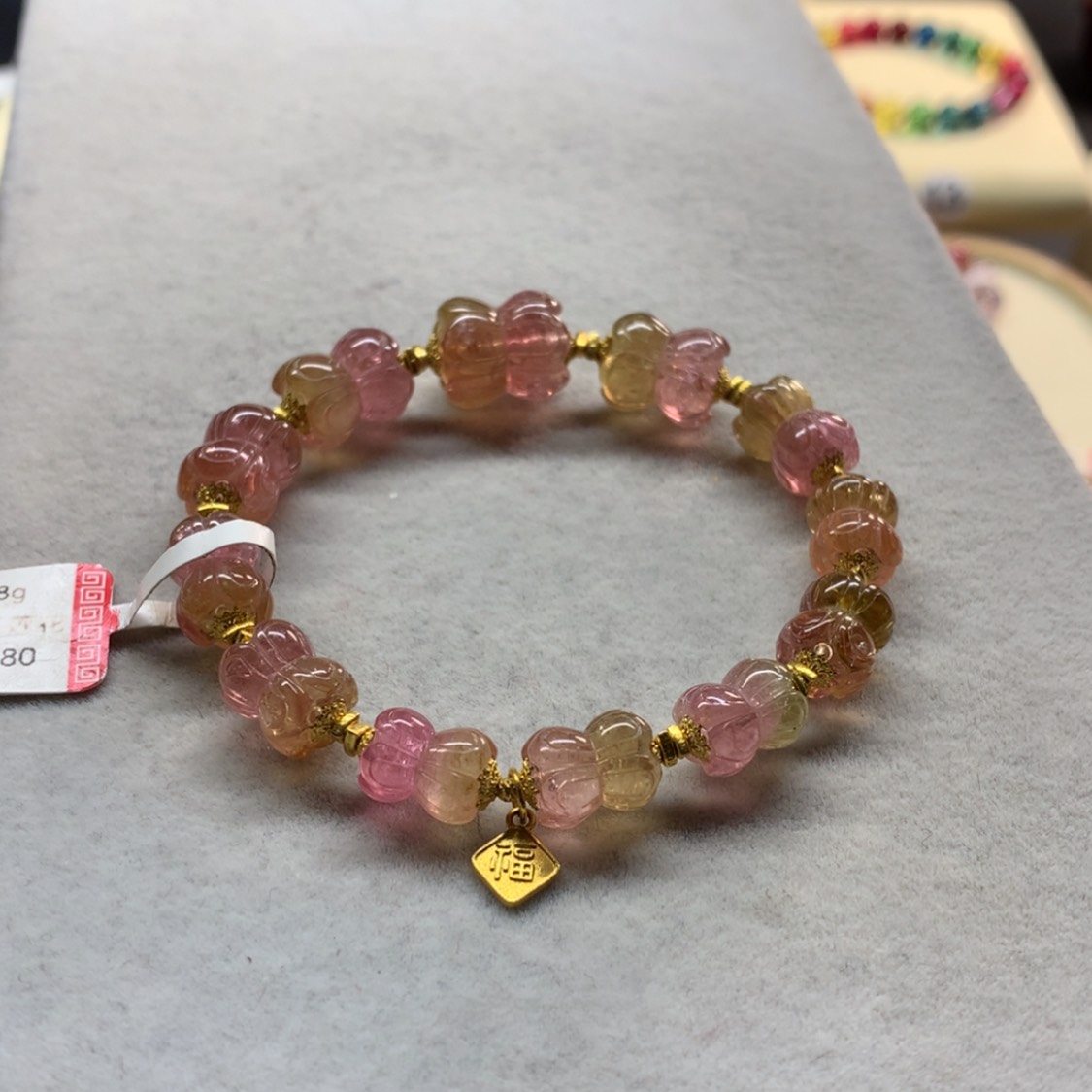 【闪购商品】未镶嵌手链碧玺西瓜莲花单圈