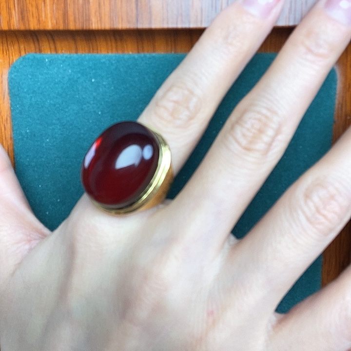 血珀戒指银S925镶嵌戒指