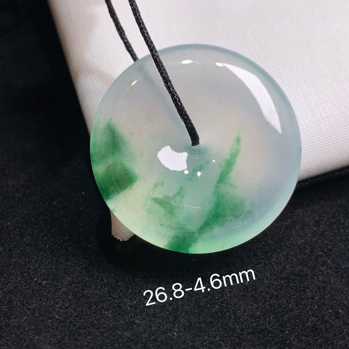 高冰飘阳绿花平安扣种老水足起荧光胶肉质细腻干净飘花灵动意境美