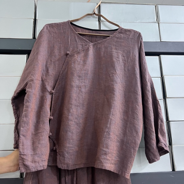 3054 [富婆上衣]  紫檀褐色亚麻上衣 变色龙工艺 适合150斤内