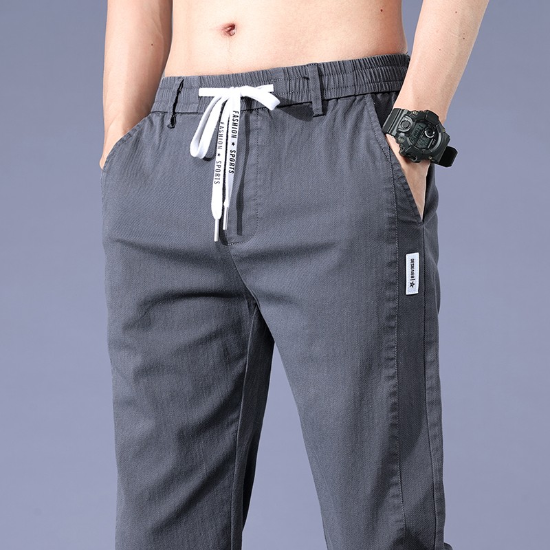 秋冬厚款灰色休闲裤男士弹力2025新款修身直筒长裤子男款商务韩版