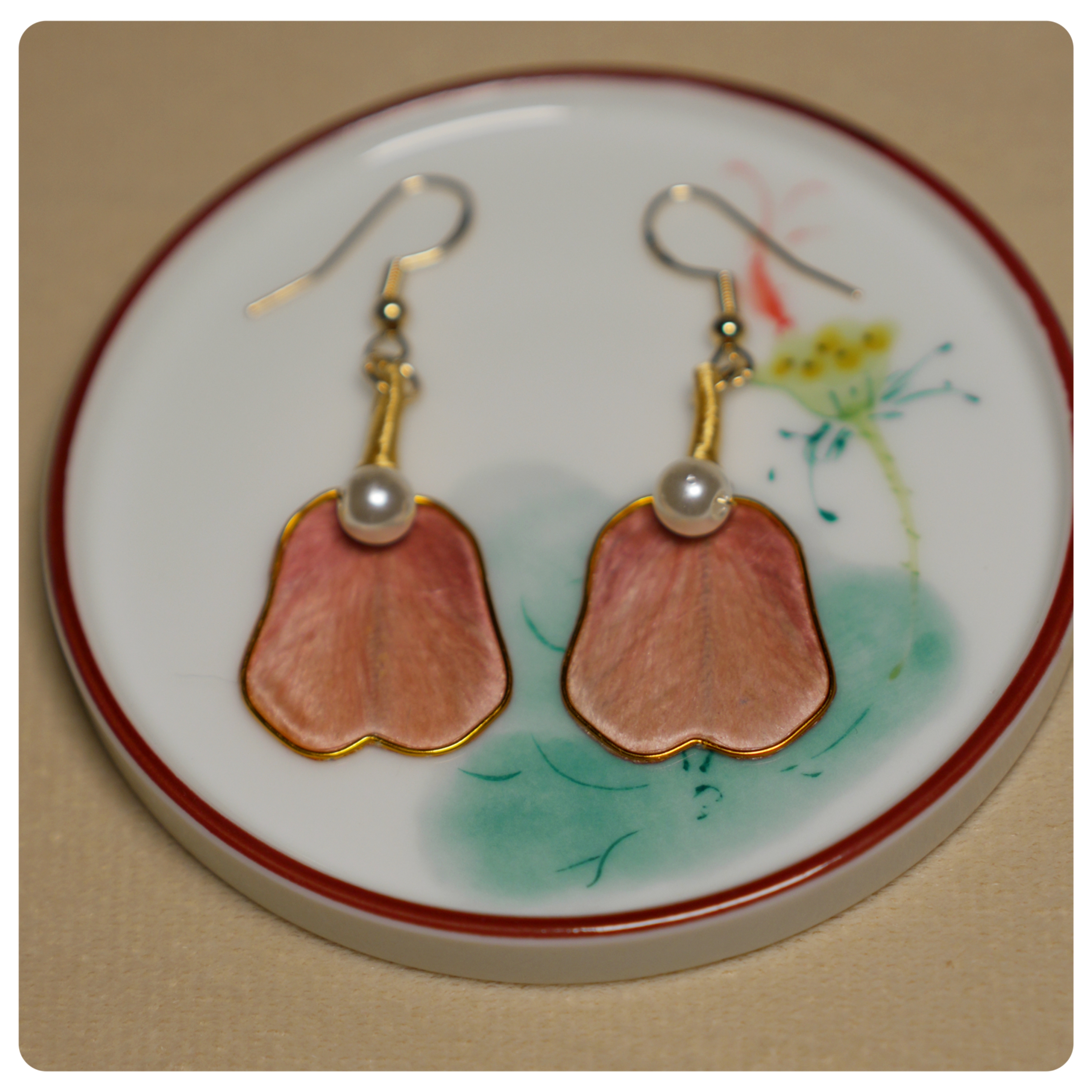 黄铜真丝耳饰 【宠粉福利】《美人扇》非遗绒花掐丝桑蚕丝手工耳环