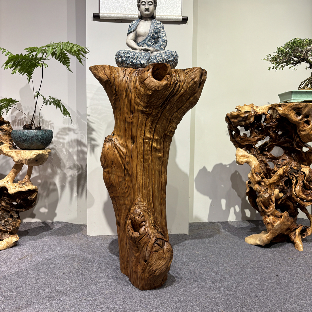根雕根艺自然随形株木柱子高105宽57