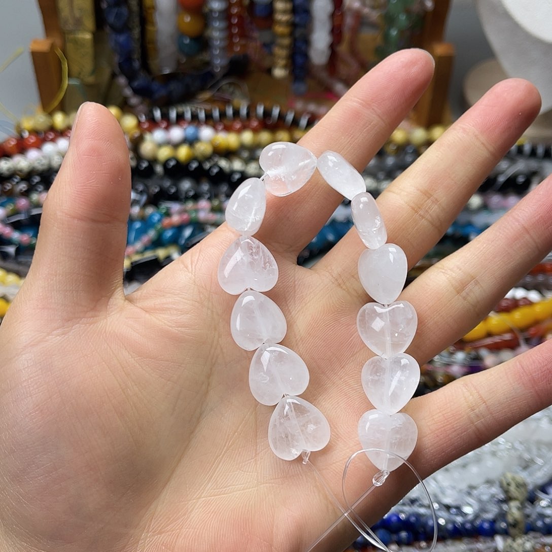 玛瑙/玉髓未镶嵌珠宝半成品卡16白水爱心12颗