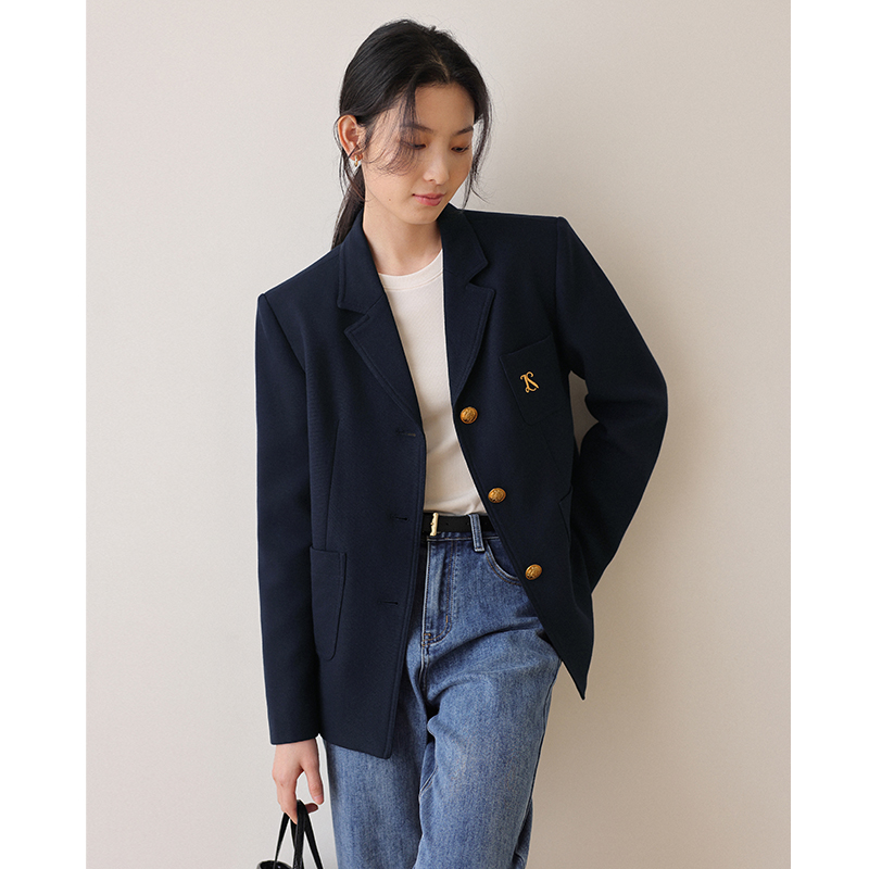 素典年中清仓【1091】复古高级设计感时尚刺绣显瘦气质小西服春季