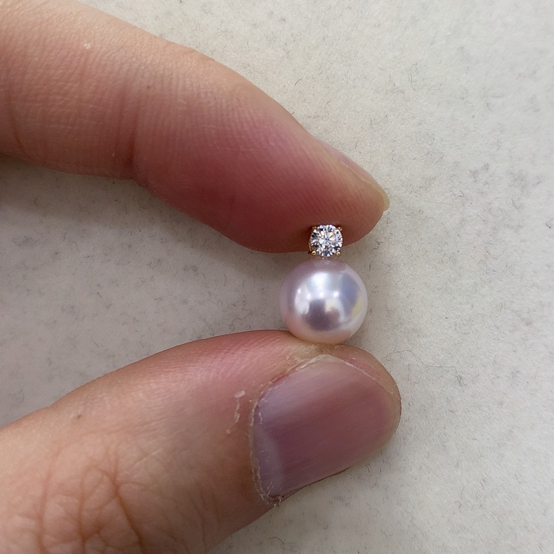 海水珍珠颈饰18K金镶嵌Akoya王妃吊坠8-8.5