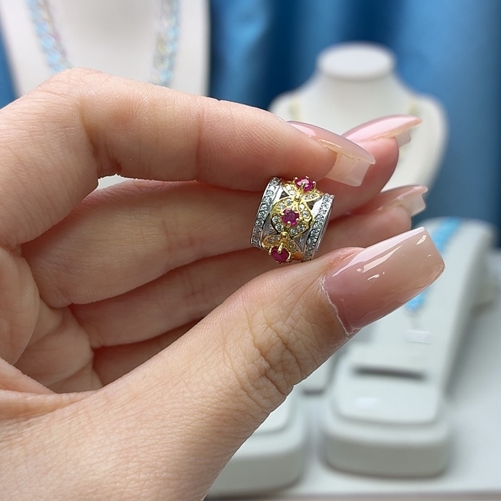 吊坠(不含链)银S925镶嵌红宝石