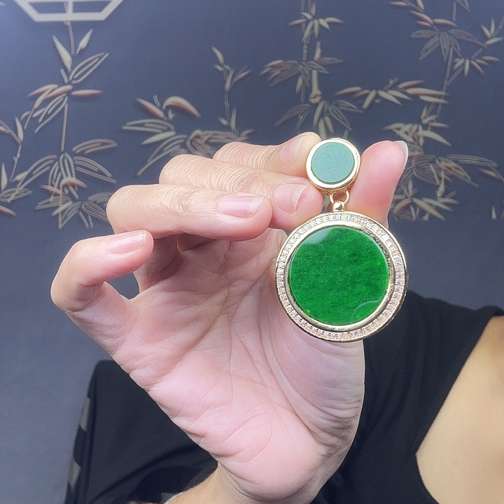 翡翠吊坠(不含链)银S925镶嵌?***?特价