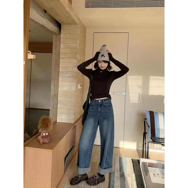 梦中情牛+1！奇妙分割画师建模牛仔裤 抓绒水洗蓝小阔腿511KZ2