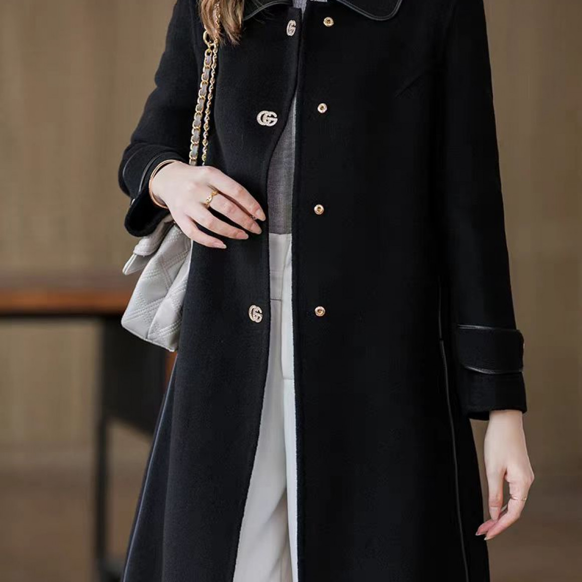 轻奢高级双面羊毛大衣中长款气质羊毛外套21025(C9-13)