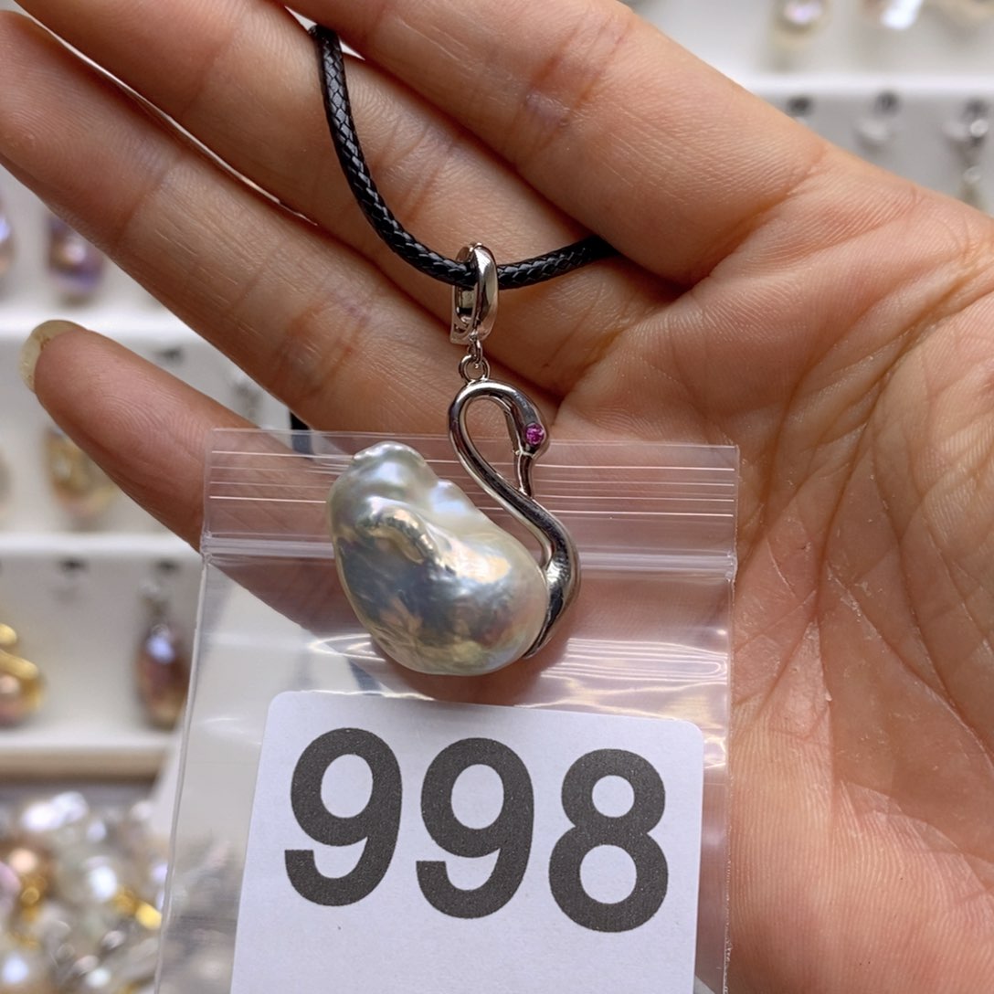 淡水珍珠颈饰银S925镶嵌998