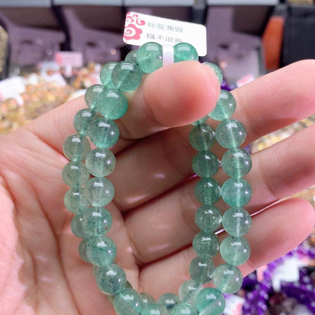 水晶手串未镶嵌绿草莓晶手链8