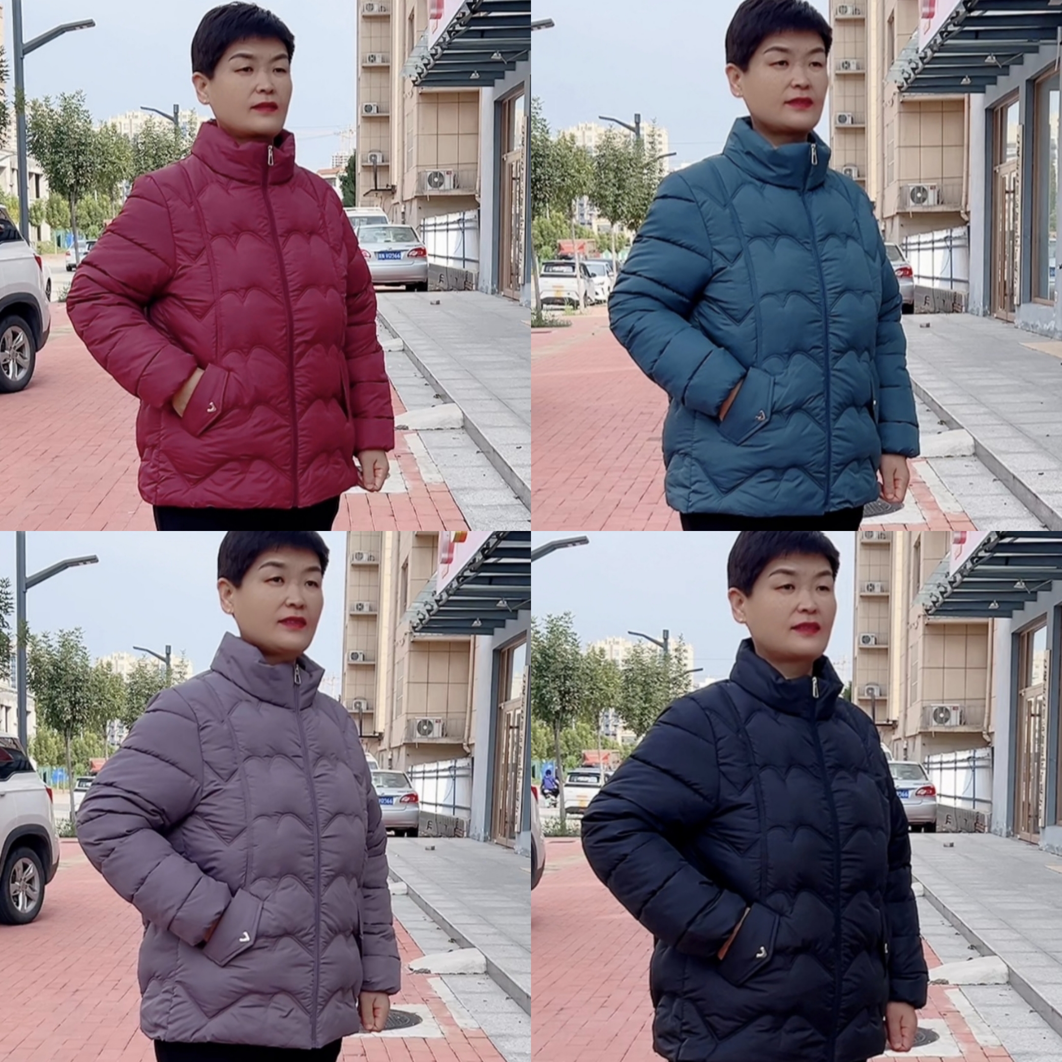 大码2513款棉服中老年妈妈冬季保暖波浪形压花外套棉袄