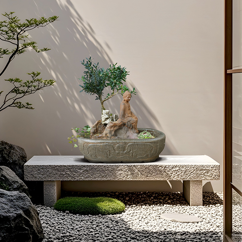 水磨坊高山流水佛喷泉装饰庭院水池阳台鱼池流水假山流水造景摆件