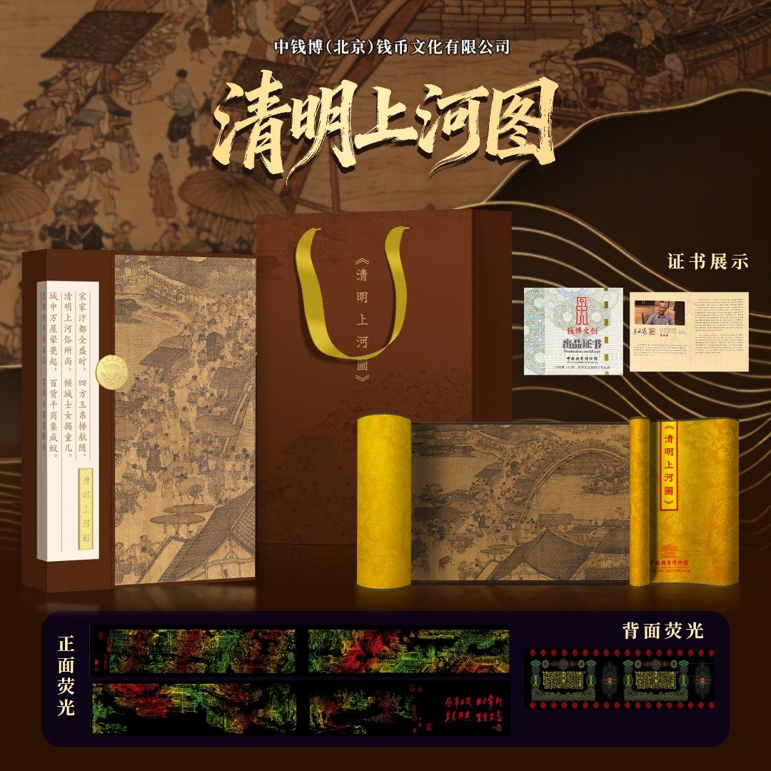 非法定货币【88888吉祥号】《清明上河图》近7米长卷钞艺画带礼盒证书