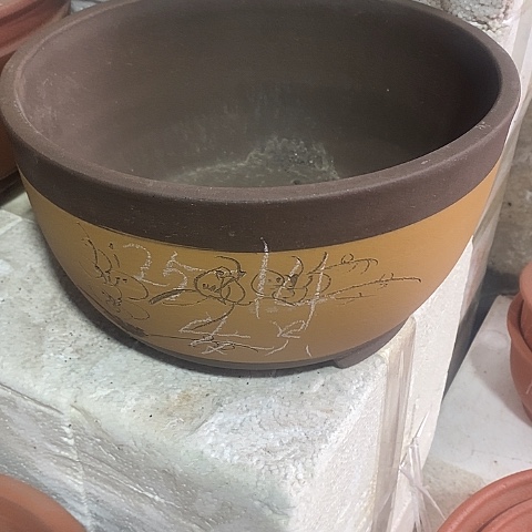 紫砂中国宜兴紫砂花盆，