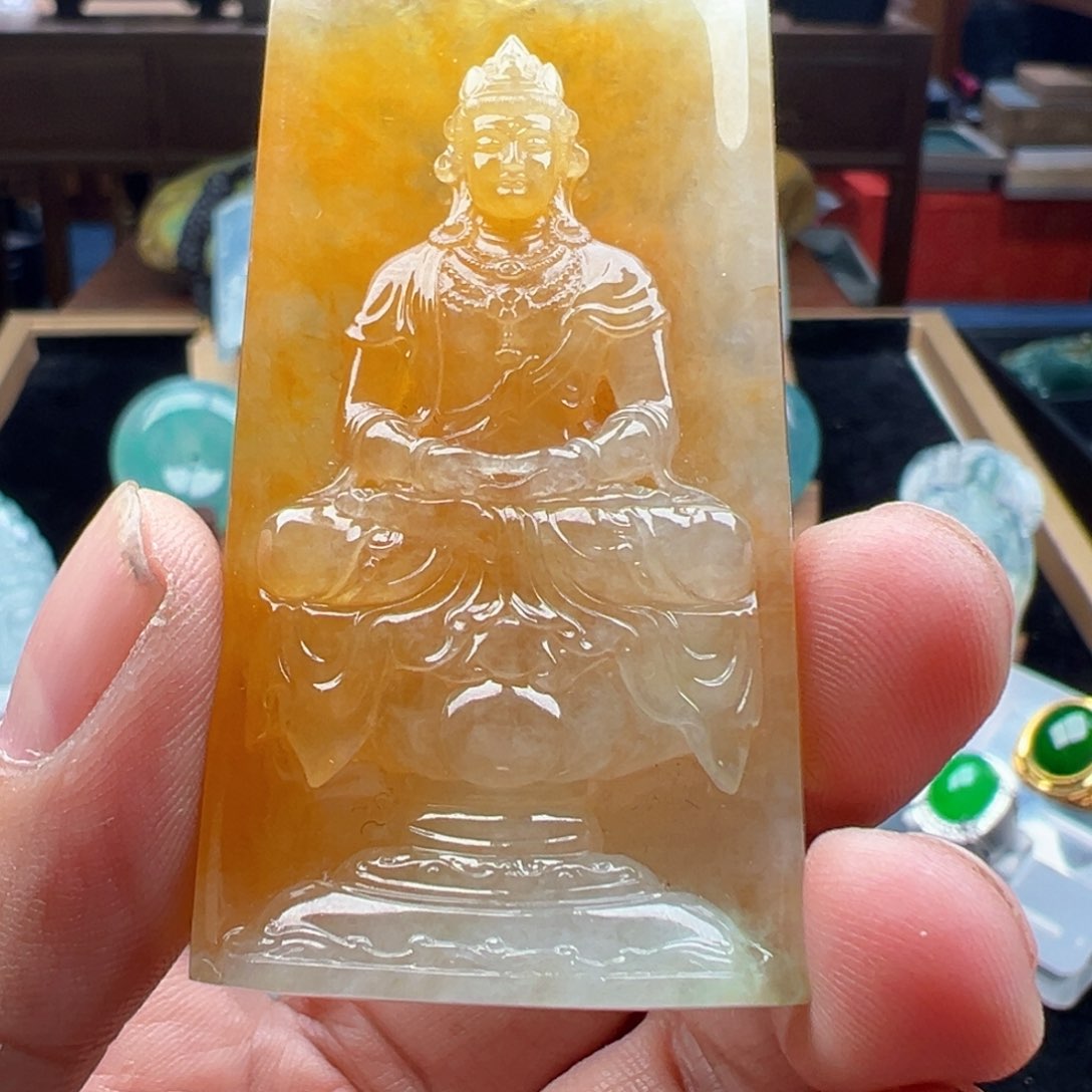 翡翠颈饰未镶嵌小**洋天然缅甸翡翠吊坠