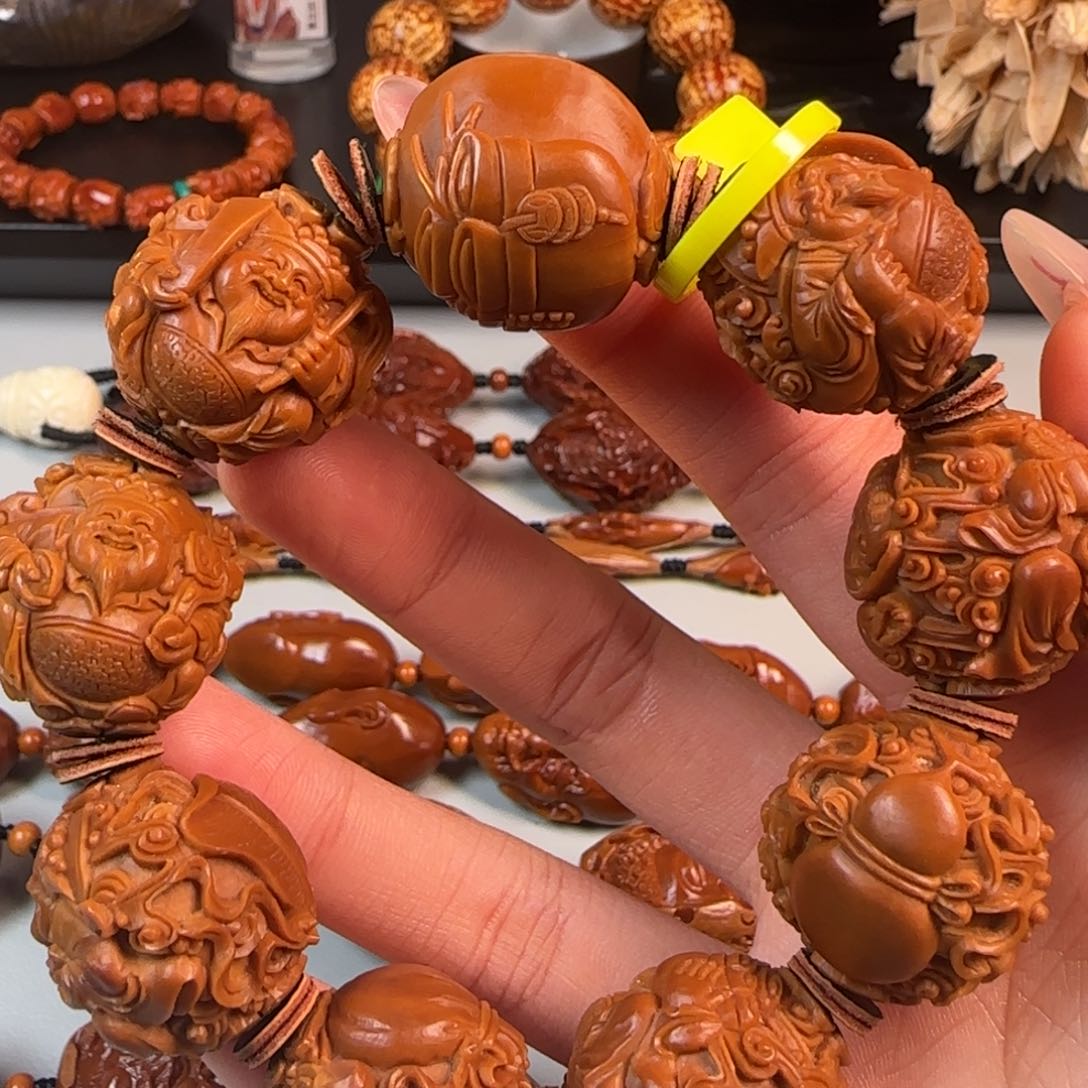 橄榄核手串/手链尺寸2.3铁核祥云财神手串