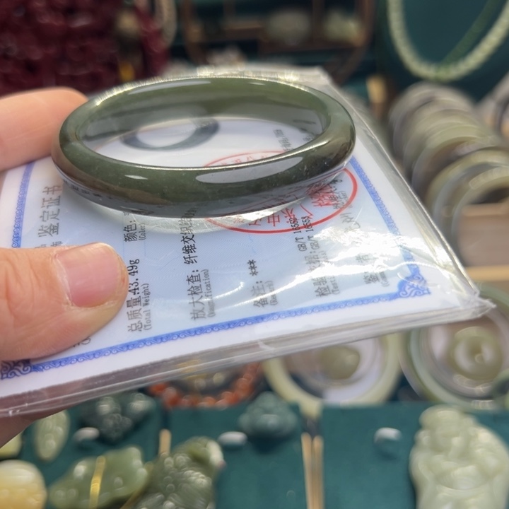 和田玉手镯未镶嵌58.3圈围5755