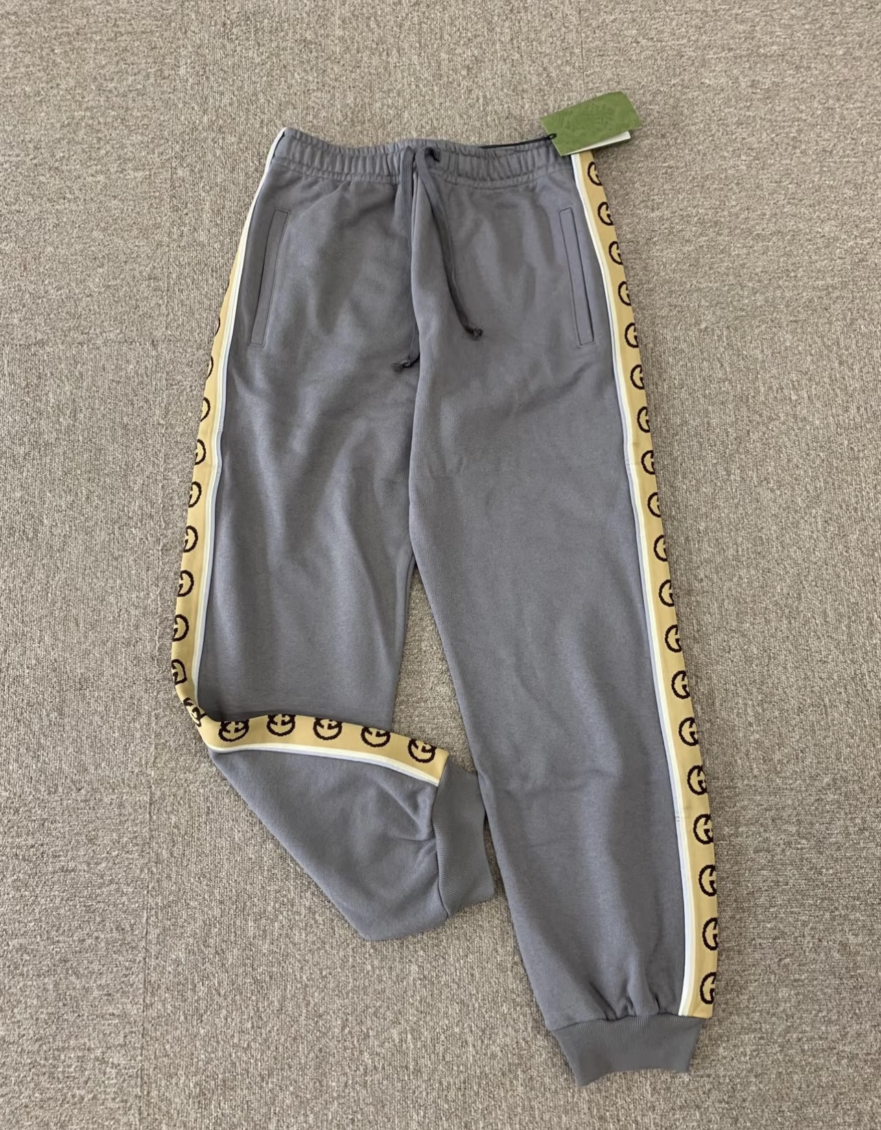 未使用 GUCCI/古驰 男款侧边双G荧光条休闲卫裤长裤