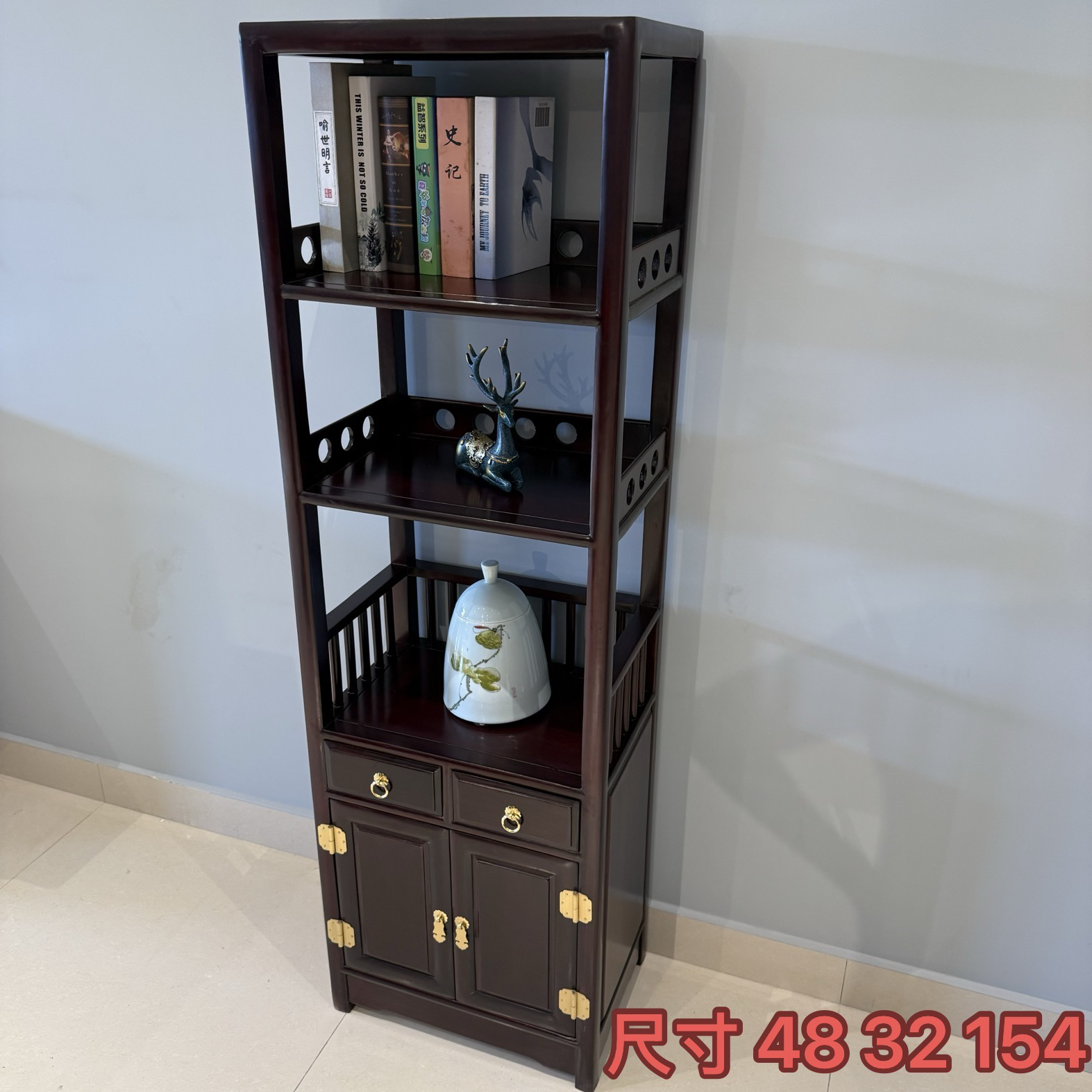 木换金  柬埔寨黑酸枝  红木家具成套家具 玲珑书柜