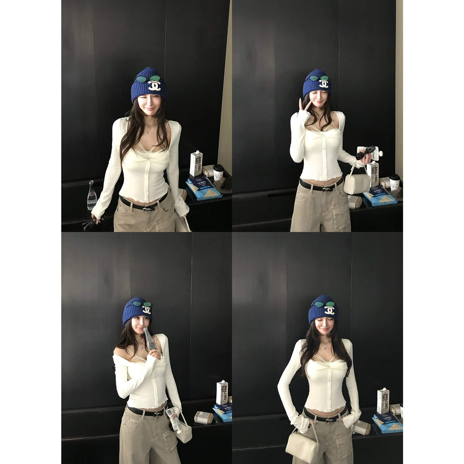 SKK'纯欲法则'恰到好处的sexy 天菜姐姐羊毛叠穿T恤自带胸垫内衣