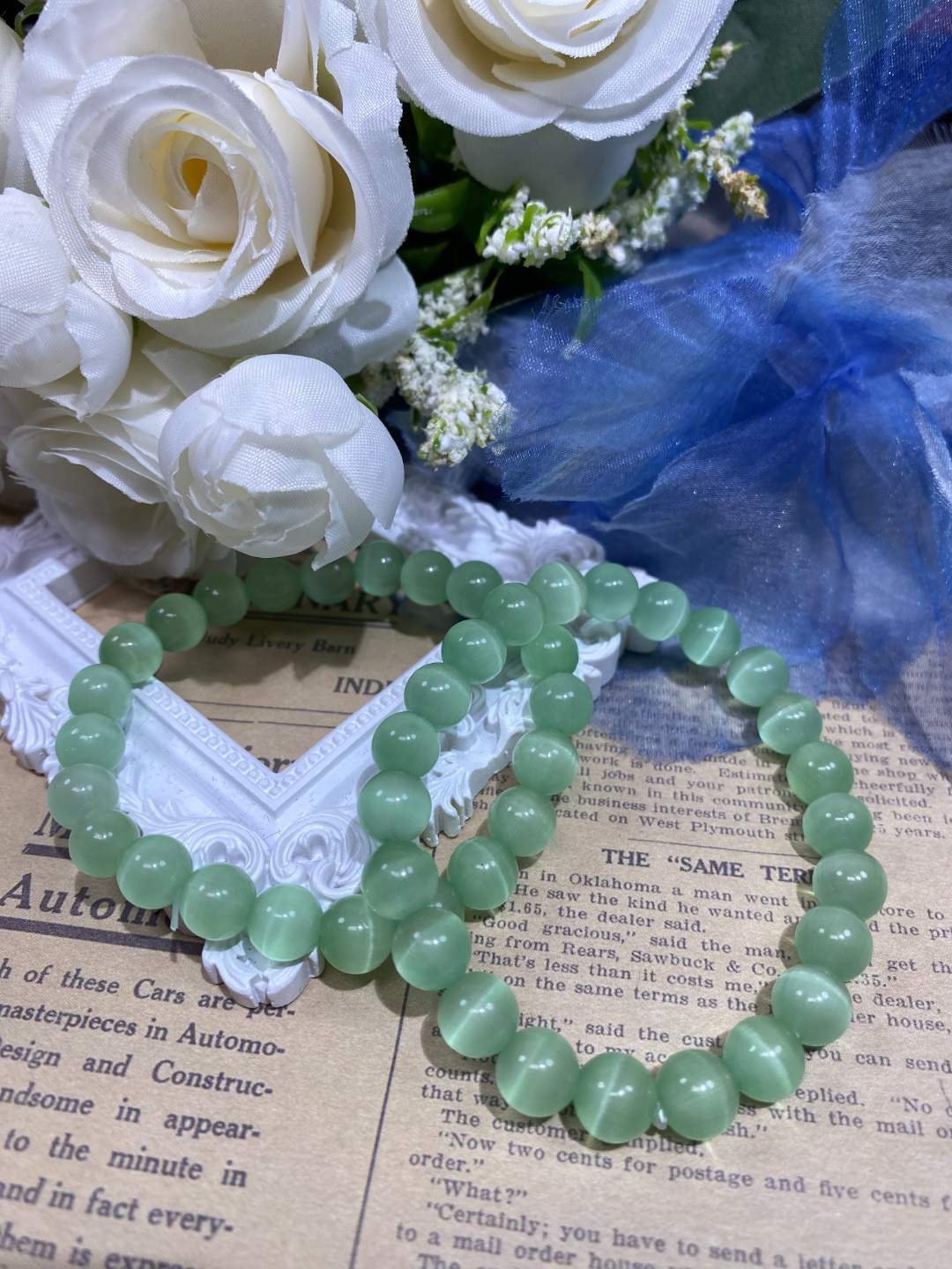 绿色猫眼8mm手串发一条A102