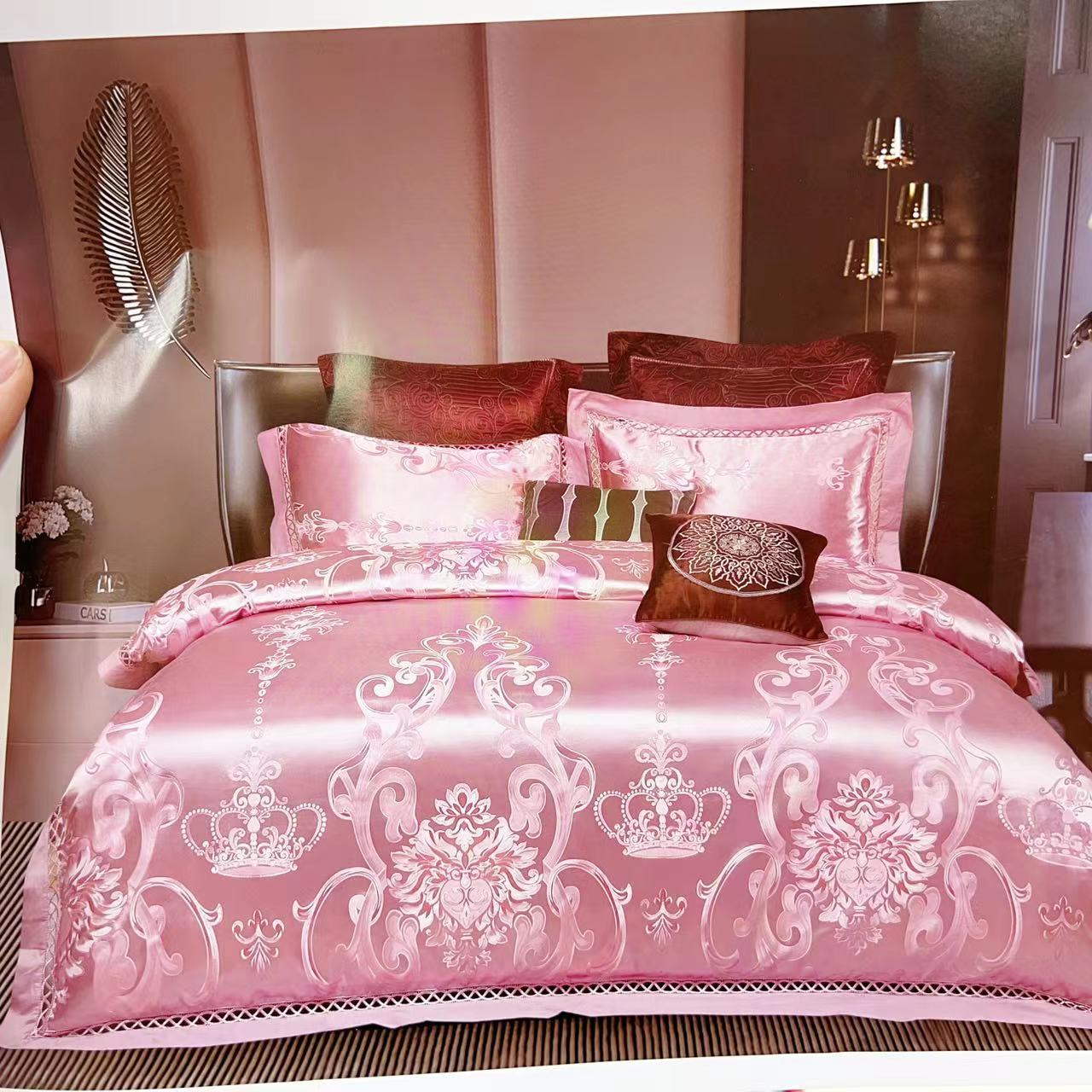 【高货清仓】奢华提花浮雕镂空纯棉四件套-虞美人/豆沙