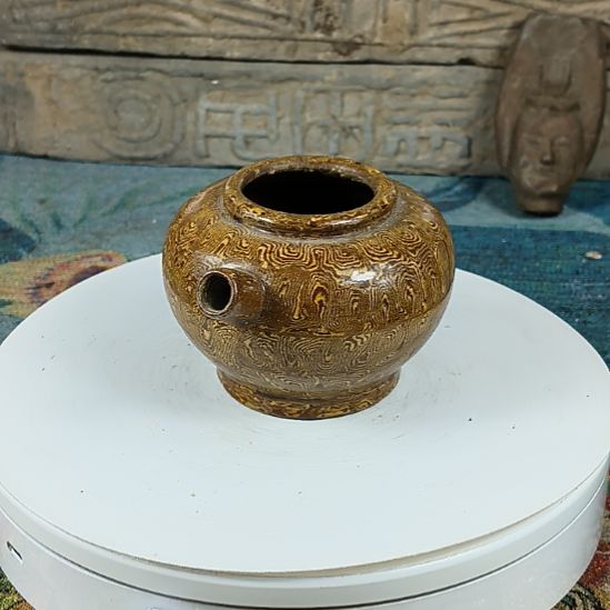 陈***产河南巩县窑绞胎壶