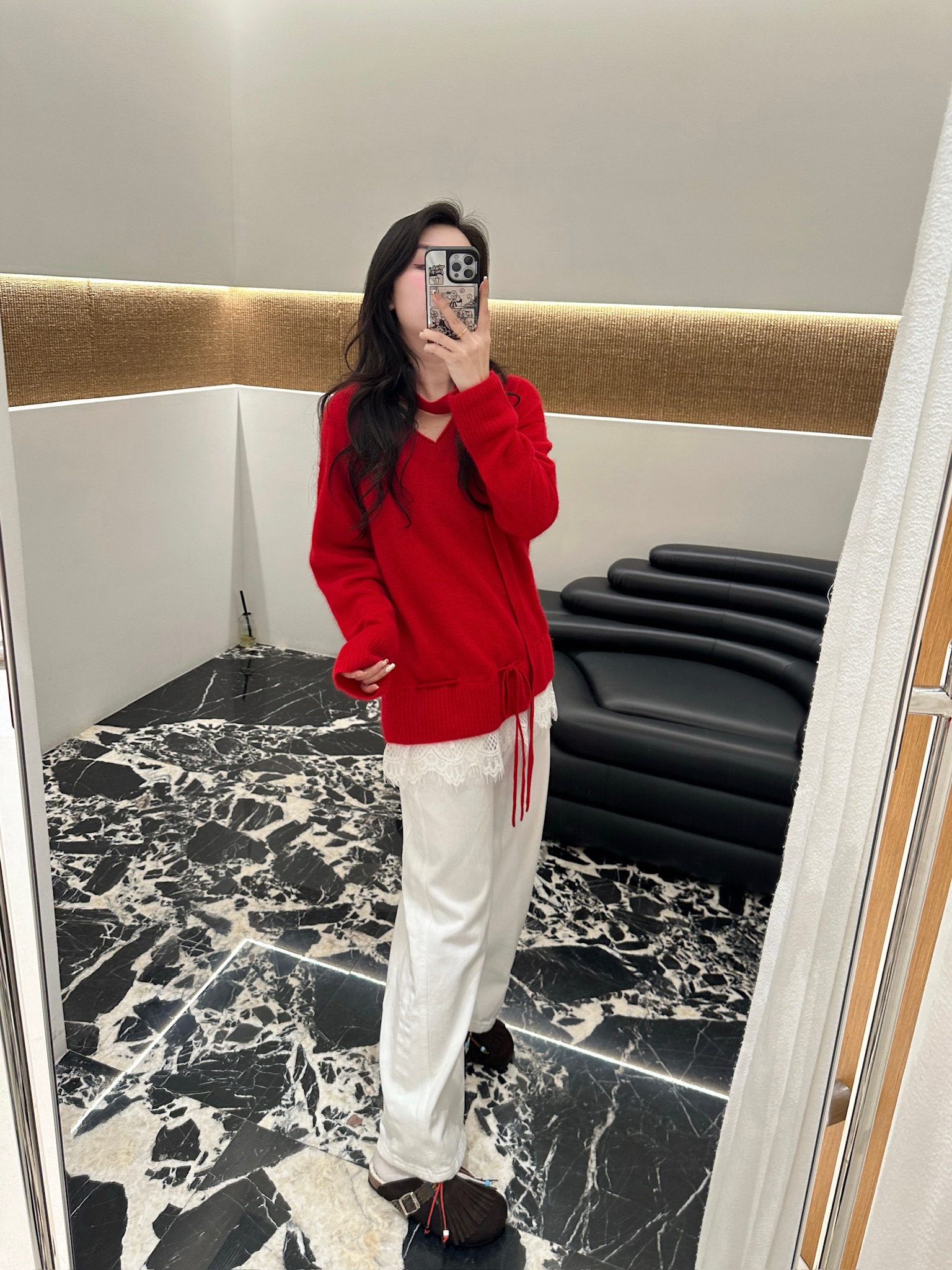 AVVENN 设计师品牌 花边拼接配围脖针织毛衫长袖上衣