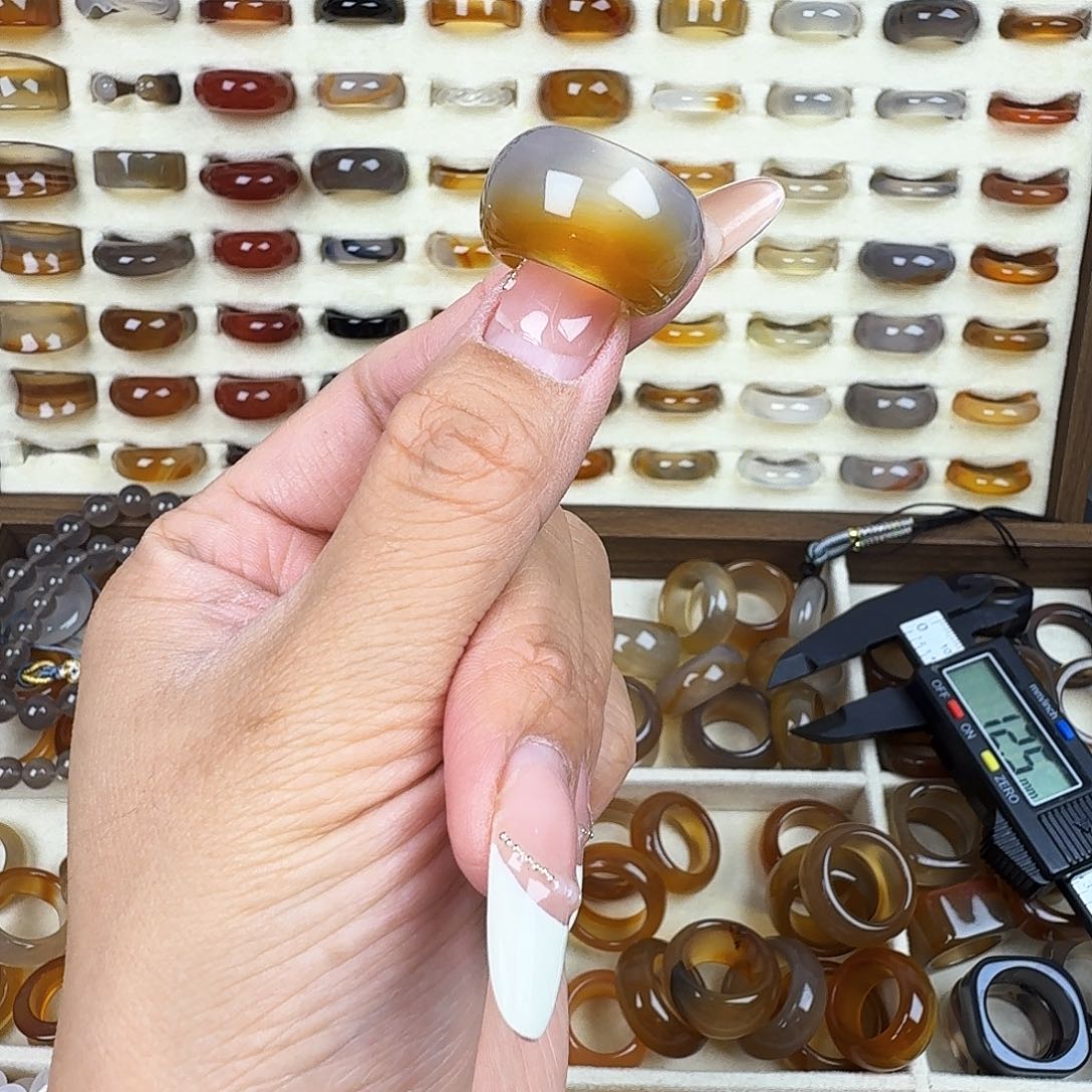玛瑙/玉髓戒圈未镶嵌10圈福利不退换
