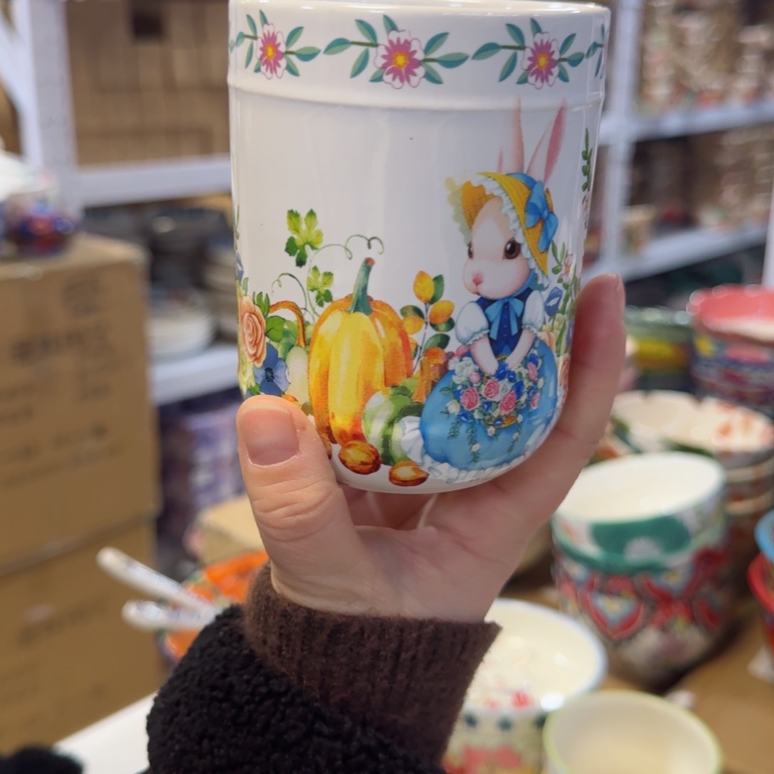 陶瓷南瓜兔手握杯一只看图