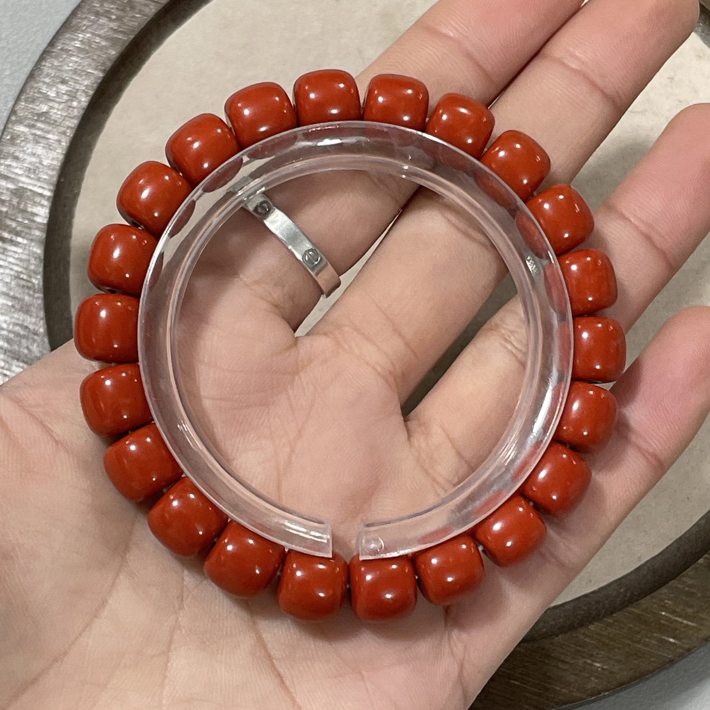 C791南红玛瑙 卡1.0老型桶珠单圈手串
