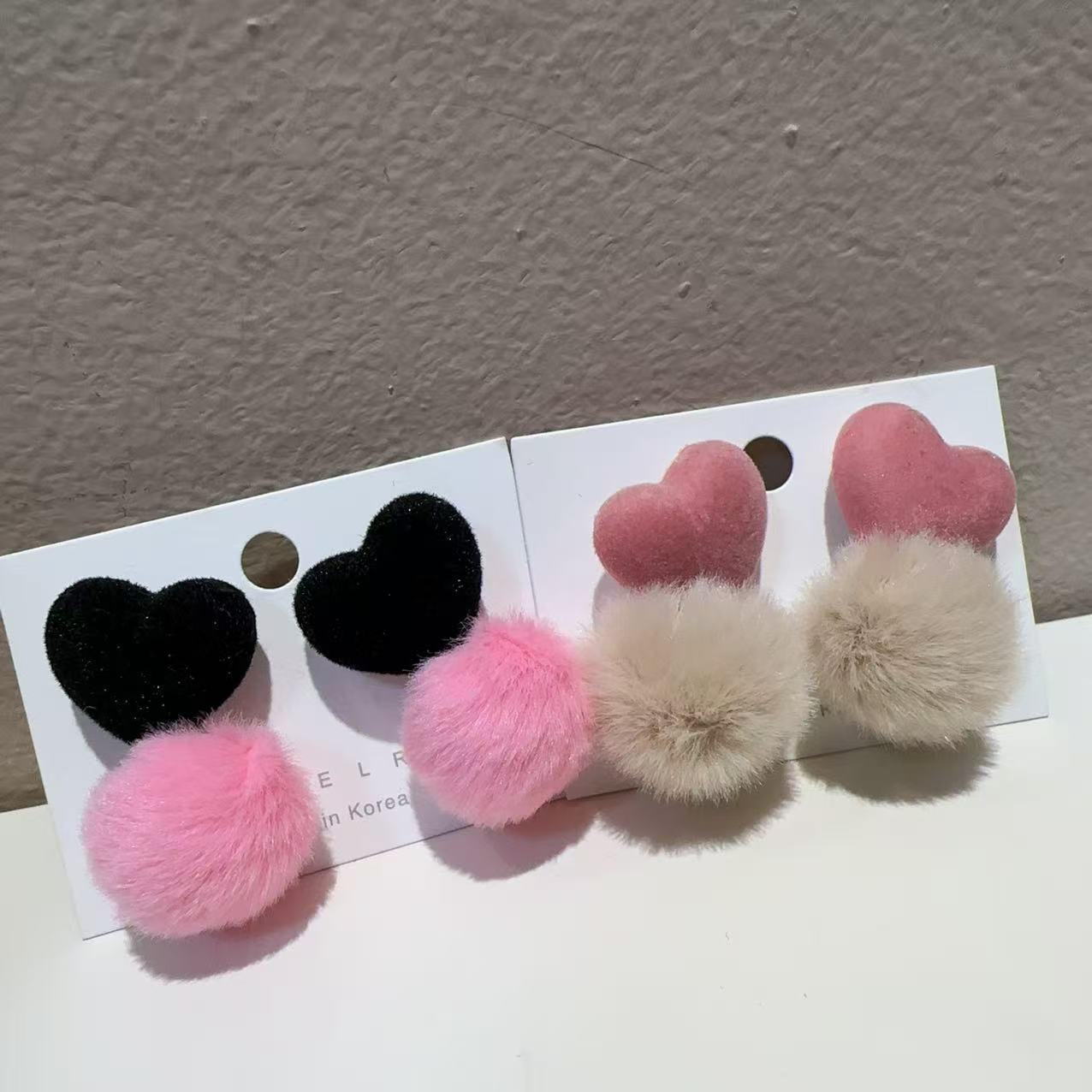 合金耳饰 韩国东大门毛球耳钉R3011