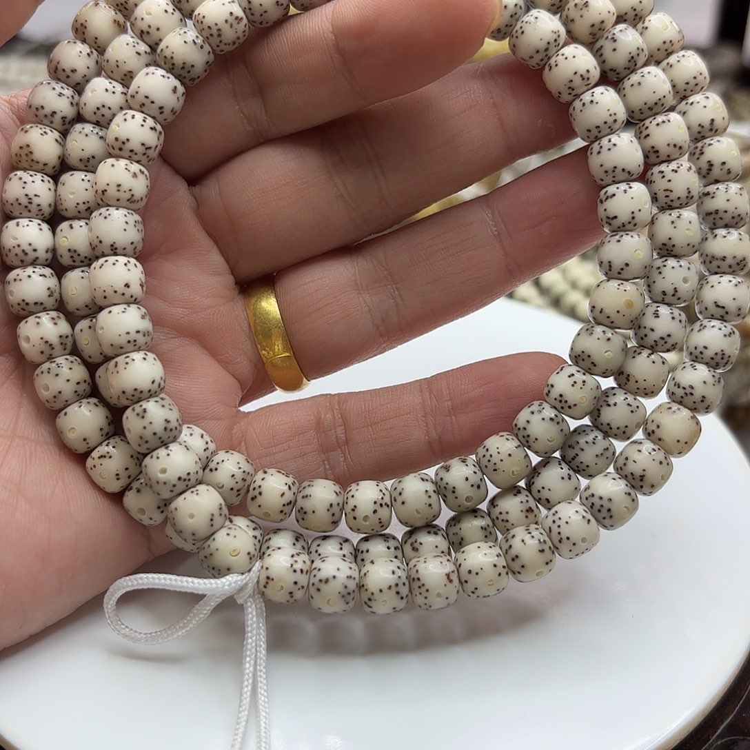 星月菩提手串87骨瓷白通体大留白