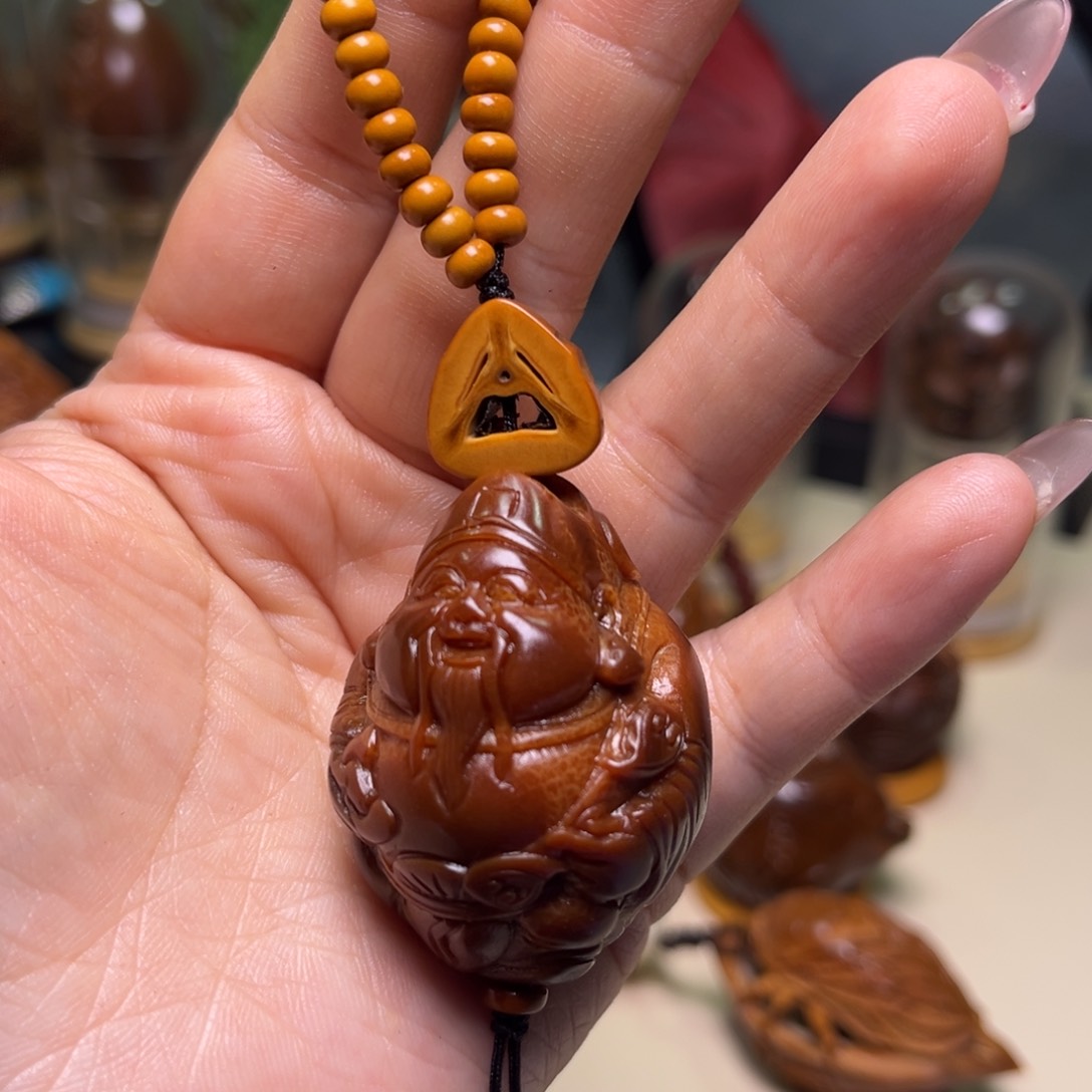 橄榄核手串/手链玉化财神富贵脸链子一套