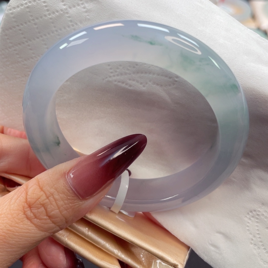 未镶嵌手镯翡翠42号53正冰紫底飘兰花美丽动人