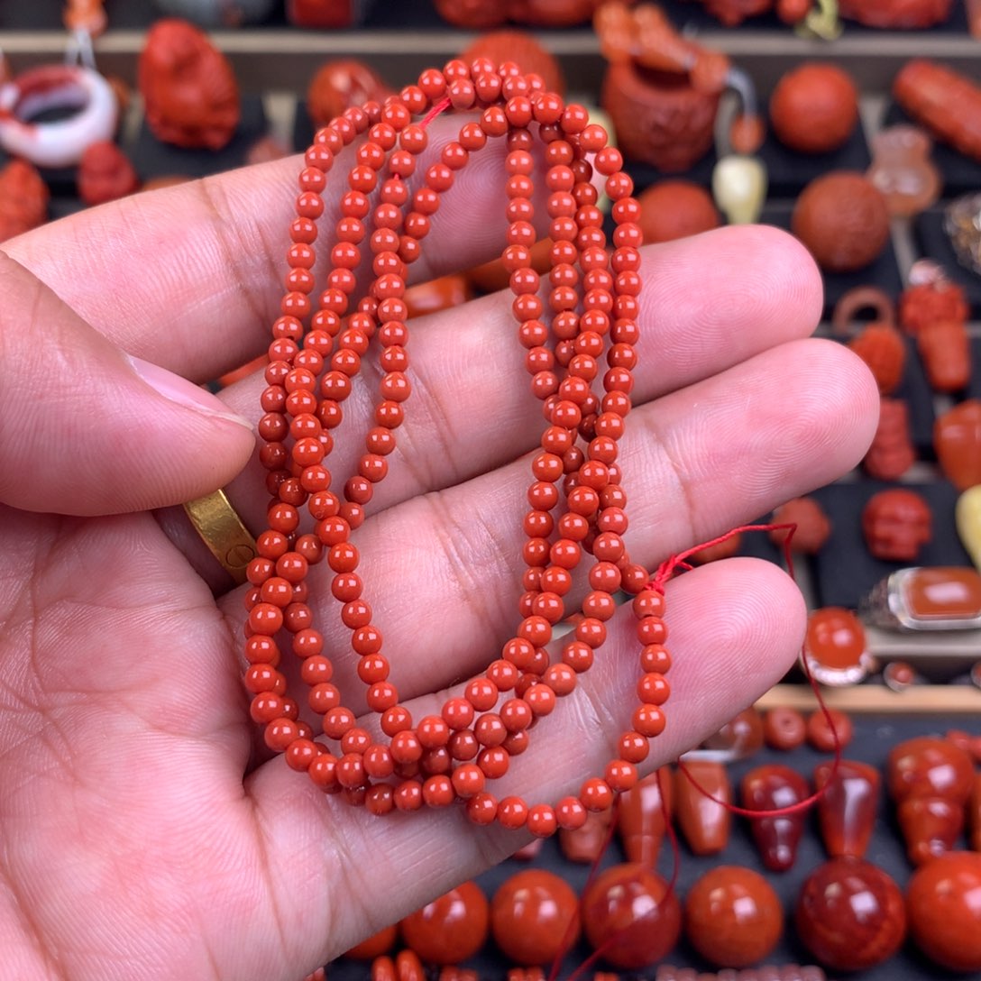 南红玛瑙未镶嵌小米珠3+